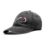 Personalized Infinity Initials Denim Baseball Cap - Black side view with W D heart design | Our Phoenix Rise