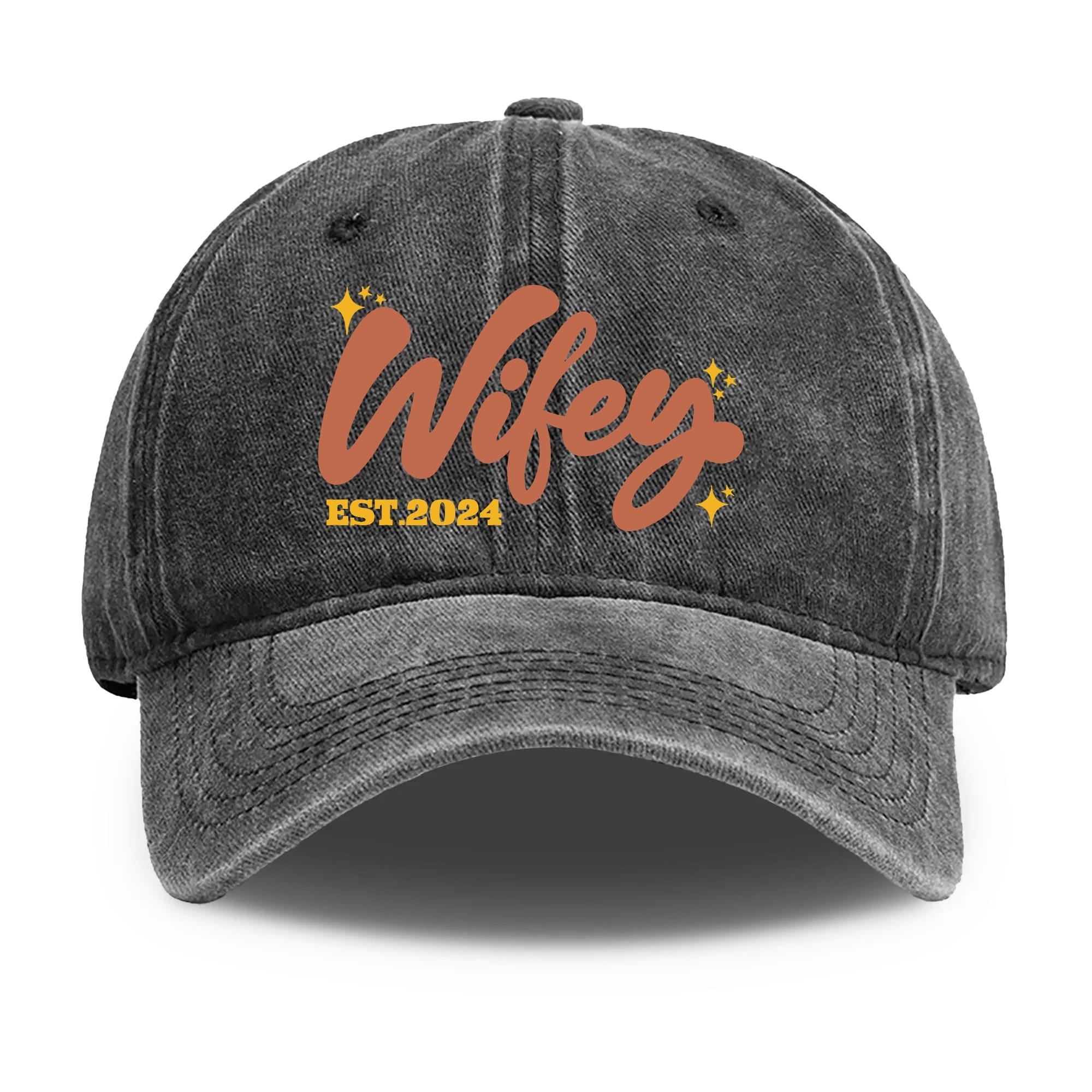 Wifey Est 2024 Denim Baseball Cap Adjustable One Size