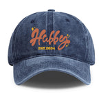 Hubby EST 2024 Baseball Cap - Flat lay, top down view, black denim | Our Phoenix Rise