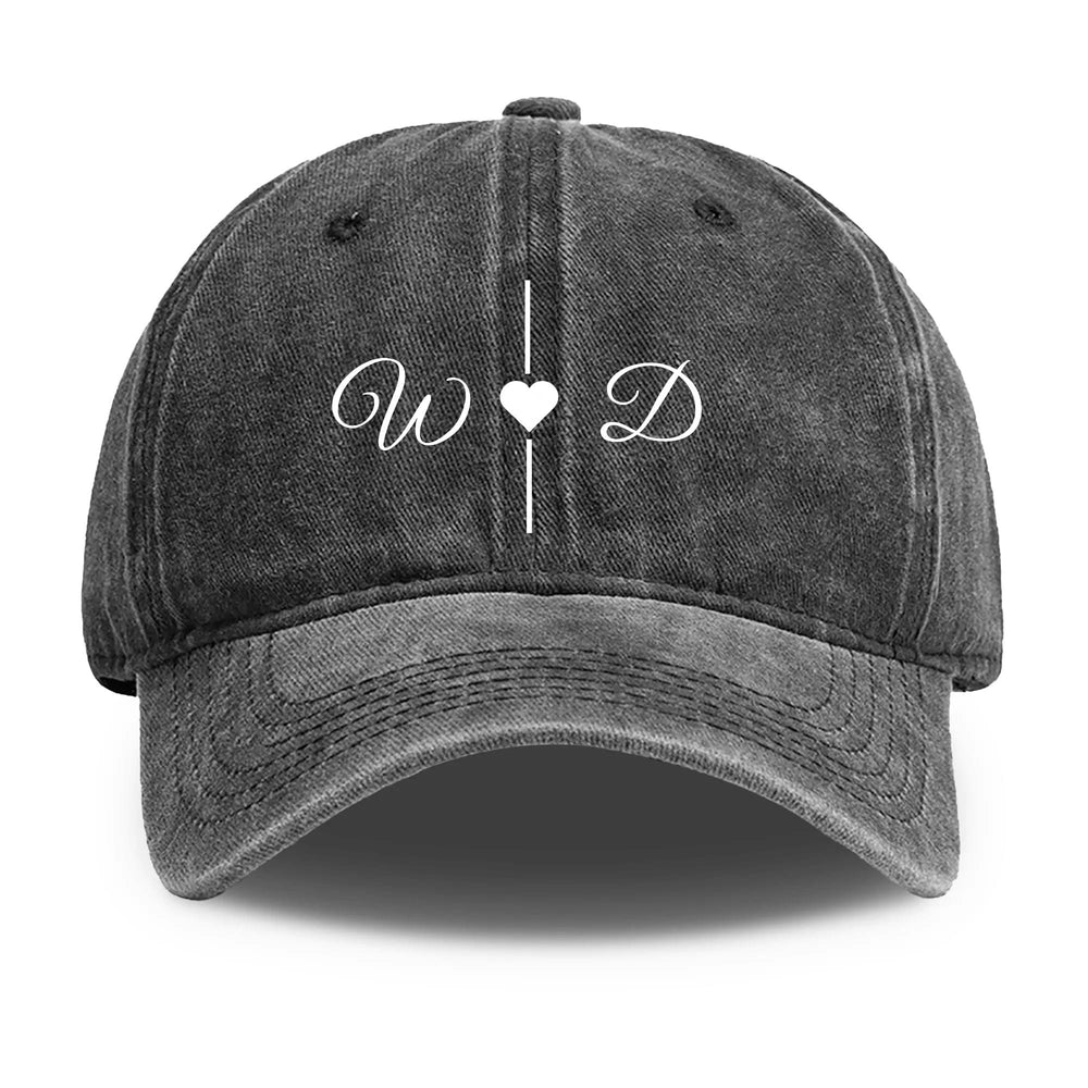 Personalized Initial Denim Baseball Cap Black Gray Navy