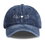 Personalized Initial Denim Baseball Cap - Black, detailed stitched brim | Our Phoenix Rise