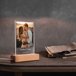 Personalized Photo Night Light - Couple kissing at sunset on wooden table | Our Phoenix Rise