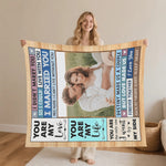 Woman holding personalized couple photo blanket with custom image and romantic quotes | Our Phoenix Rise