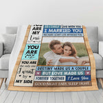 Personalized couple photo blanket with romantic quotes and custom photo, close-up view | Our Phoenix Rise