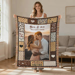 Personalized Couple Photo Blanket - Woman smiling holding custom photo blanket | Our Phoenix Rise