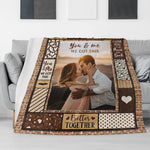 Personalized Couple Photo Blanket - Draped over a living room couch | Our Phoenix Rise