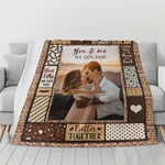 Personalized Couple Photo Blanket - Corner detail with heart and brick patterns | Our Phoenix Rise