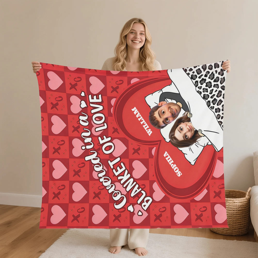 Personalized Valentines Couple Love Flannel Blanket