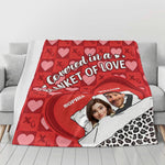 Personalized Valentine's Couple Love Flannel Blanket - Cartoon couple close-up design | Our Phoenix Rise