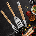 Personalized Grilling Tool Set - close up of spatula and fork with engraved handles | Our Phoenix Rise