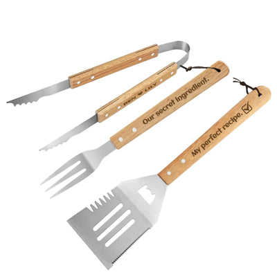Personalized Grilling Tool Set - full set with engraved handles white background | Our Phoenix Rise