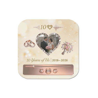 Personalized Photo Magnets for Fridge - 10th anniversary design with couple's photo and rings | Our Phoenix Rise