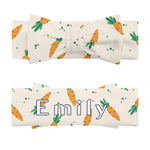 Personalized Carrot Baby Blanket Hat Headband Set - Matching carrot print baby headband detail | Our Phoenix Rise
