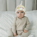 Close-up of the personalized Easter bunny beanie with egg and flower print | Our Phoenix Rise
