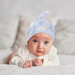 Personalized Baby Bunny Blanket Beanie Set - Baby wearing blue bunny beanie hat | Our Phoenix Rise