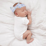 Personalized Baby Bunny Blanket Beanie Set - Sleeping baby wearing blue bunny headband | Our Phoenix Rise