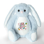 Personalized Easter Bunny Plush Toy - Blue front view on white background | Our Phoenix Rise