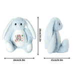 Personalized Easter Bunny Plush Toy - Blue with custom initial 'A' detail | Our Phoenix Rise