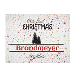 Personalized Our First Christmas Flannel Blanket - Soft texture and starry pattern flat lay | Our Phoenix Rise