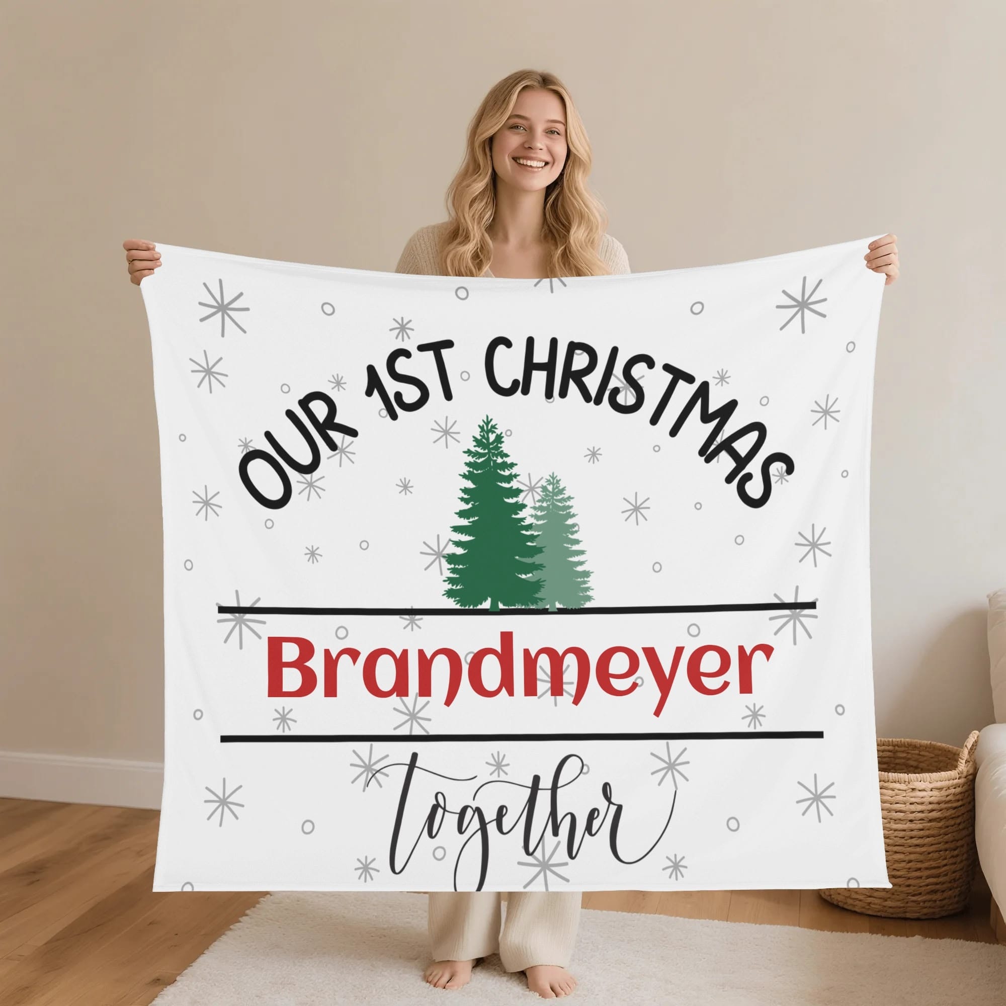 Personalized Our First Christmas Blanket