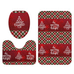 Christmas Plaid 3 Piece Bathroom Mat Set - Flat lay of bath mat, contour rug, and lid cover | Our Phoenix Rise