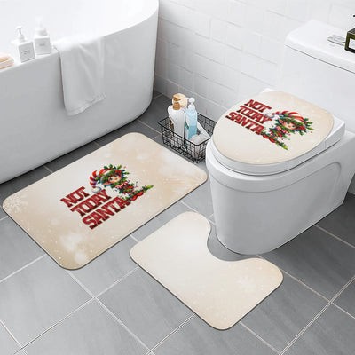 Not Today Santa Christmas Bathroom Rug Set - complete 3-piece set in bathroom | Our Phoenix Rise