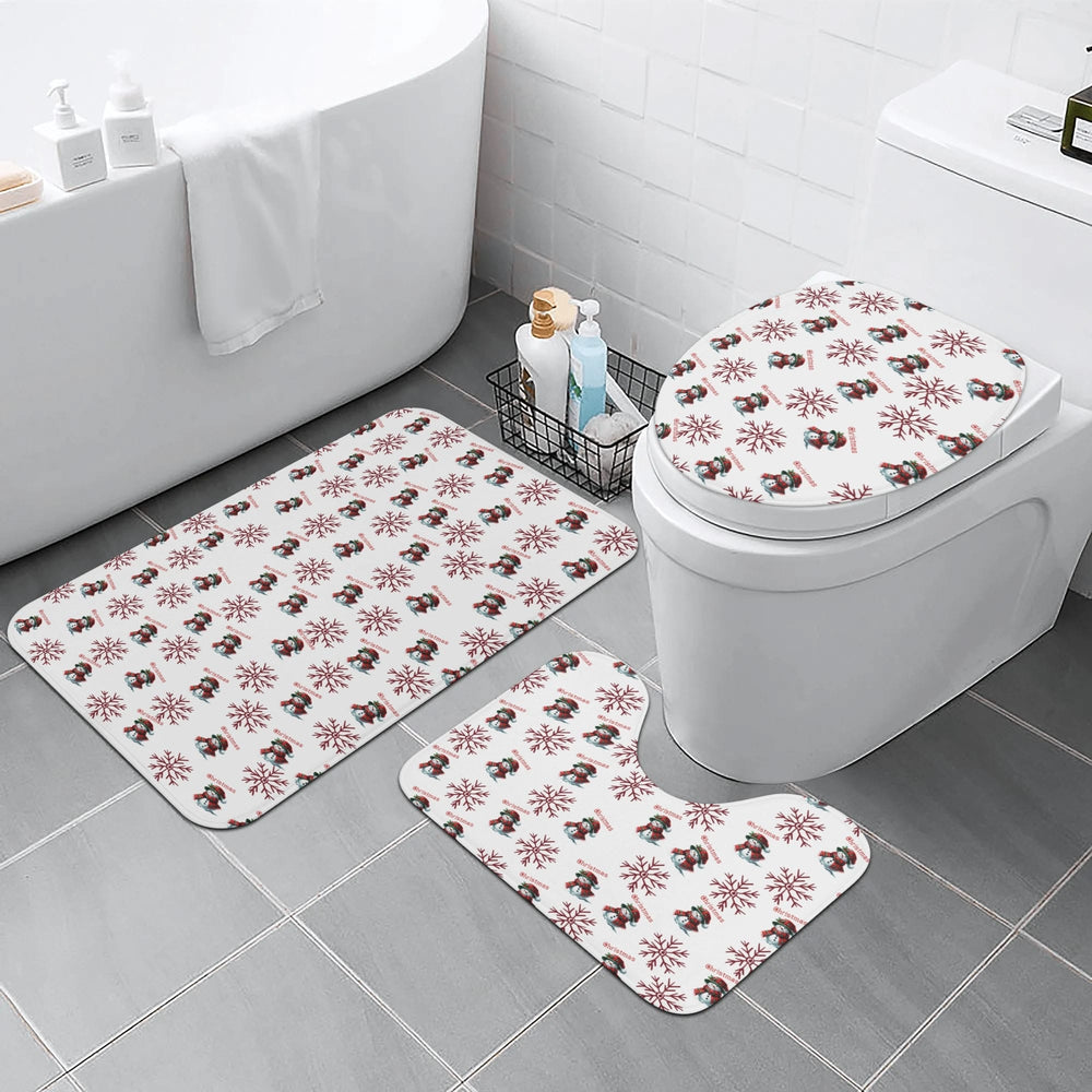 Christmas Snowman Snowflake Bathroom Rug Set 3-Piece