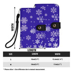 Snowflake Blue Phone Wallet Case - closed back view with snowflakes | Our Phoenix Rise