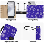 Snowflake Blue Phone Wallet Case - flat closed view on white background | Our Phoenix Rise