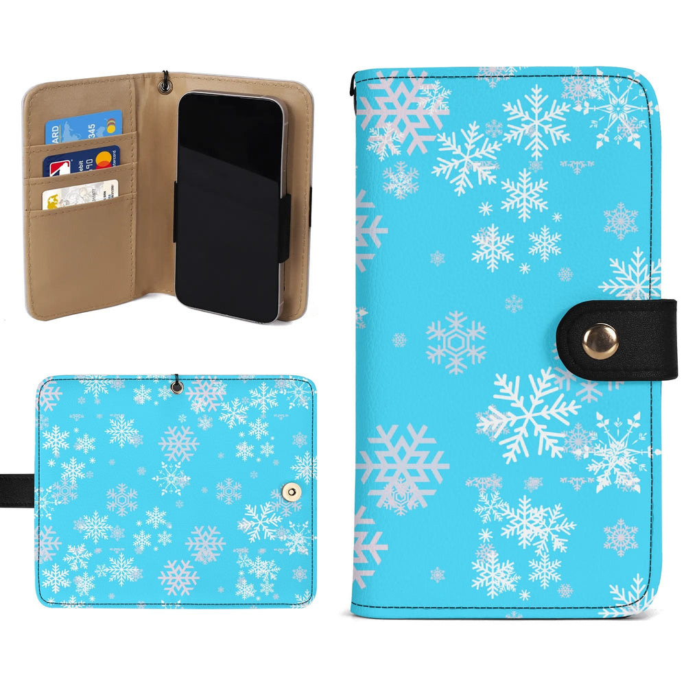 Blue Snowflake Wallet Phone Case with Card Holder