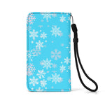 Blue Snowflake Wallet Phone Case - Closed front view | Our Phoenix Rise