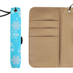 Blue Snowflake Wallet Phone Case - Side view showing card slots | Our Phoenix Rise
