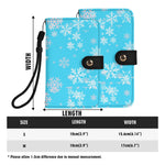 Blue Snowflake Wallet Phone Case - Closed back view | Our Phoenix Rise
