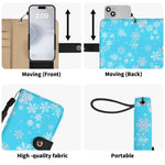 Blue Snowflake Wallet Phone Case - Closed front magnetic snap detail | Our Phoenix Rise