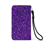 Purple Glitter Wallet Phone Case - Closed Back View with Strap | Our Phoenix Rise