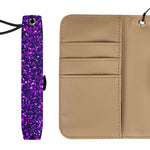 Purple Glitter Wallet Phone Case - Top Down View Closed with Snap Closure | Our Phoenix Rise