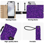 Purple Glitter Wallet Phone Case - Inside Detail of Card Slots and Phone Holder | Our Phoenix Rise