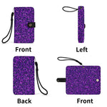 Purple Glitter Wallet Phone Case - Top View with Snap Closure | Our Phoenix Rise