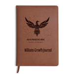 Personalized Leather Growth Journal - Phoenix design front cover | Our Phoenix Rise