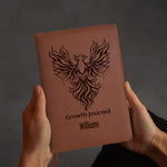 Engraved Brown Notebook Custom Journals Diary Gift for Friends Family Detailed View 2 | Our Phoenix Rise