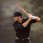 Personalized Mini Wooden Baseball Bat - Man in batting stance holding bat | Our Phoenix Rise