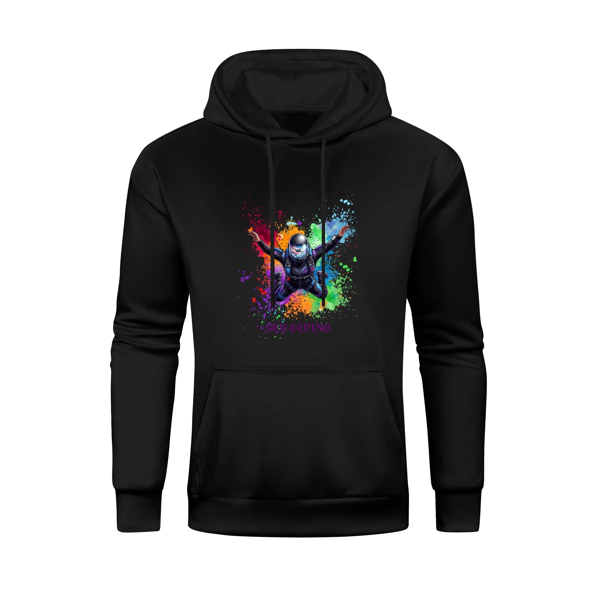 Sky Diver Crew Neck Hoodie - Timeless Style with Adjustable Drawstring and Front Pocket