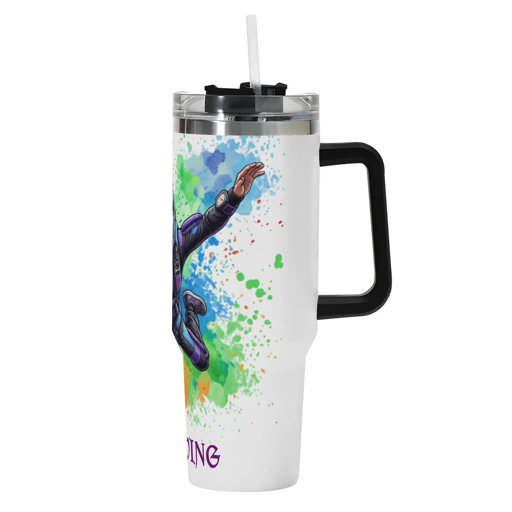 Sky Diver 40oz Tumbler with Black Handle and Straw for Travel and Office Use