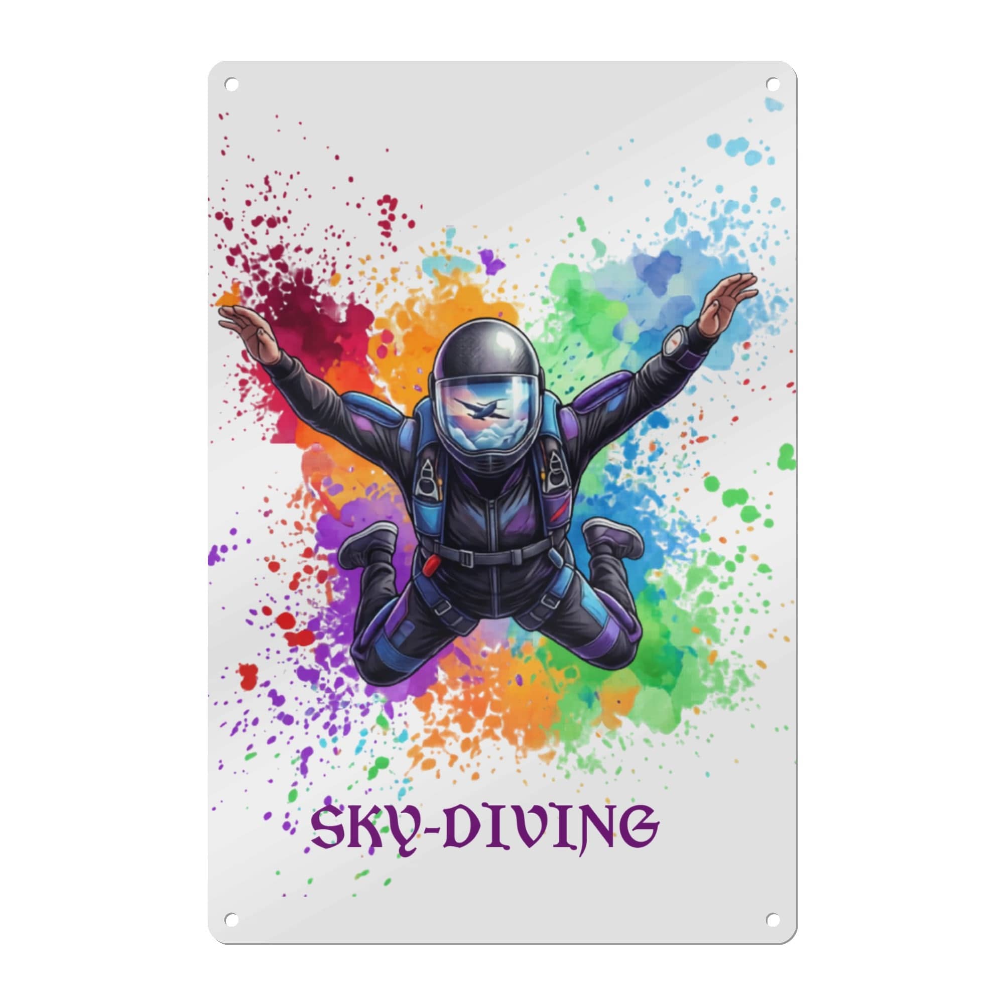 Sky Diver Aluminum Sheet Metal Sign - 8x12In, Custom Printed, Made in the USA