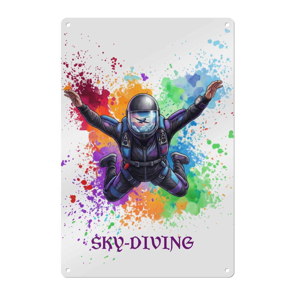 Sky Diver Aluminum Sheet Metal Sign - 8x12In, Custom Printed, Made in the USA