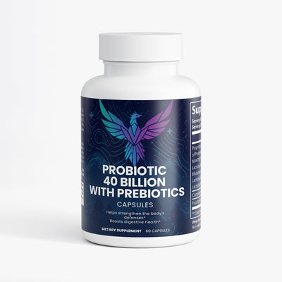 Probiotic Capsules with Prebiotics - Full Bottle Front View | Our Phoenix Rise