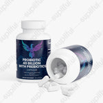 Probiotic Capsules with Prebiotics - Bottle on Side with Capsules Spilled | Our Phoenix Rise