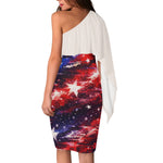 Patriotic One Shoulder Midi Dress - Back view on model | Our Phoenix Rise
