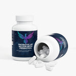 Probiotic 40 Billion with Prebiotics bottle spilled open with capsules | Our Phoenix Rise