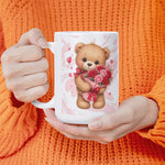 Valentines Teddy Bear Coffee Mug 15oz White - Front View | Our Phoenix Rise
